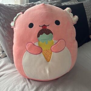 Squishmallows Pink Archie Axolotl with ice cream design